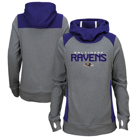 Outerstuff NFL Girl's Baltimore Ravens Ultimate Funnel Hoodie Grey