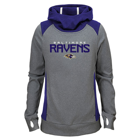 Outerstuff NFL Girl's Baltimore Ravens Ultimate Funnel Hoodie Grey