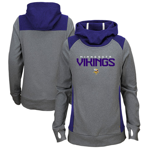 NFL Minnesota Vikings Girls Ultimate Funnel Hoodie, Light Charcoal