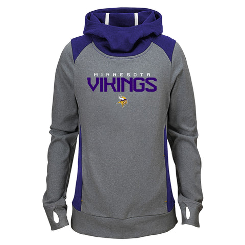 NFL Minnesota Vikings Girls Ultimate Funnel Hoodie, Light Charcoal
