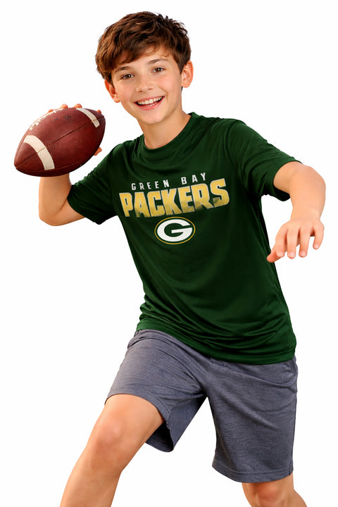 Outerstuff NFL Green Bay Packers Boys Youth Energy Design Dri-Tek Short Sleeve Performance T-Shirt