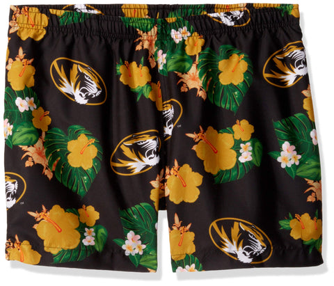 FOCO NCAA Missouri Tigers Mens Team Logo Floral Hawaiian Swim Trunks, Team Color