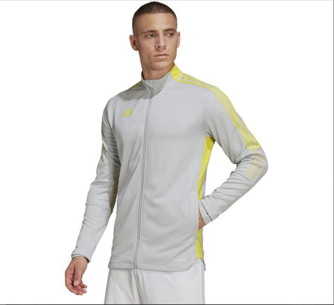 adidas Men's Tiro 21 Track Jacket, Team Light Grey/Bright Yellow