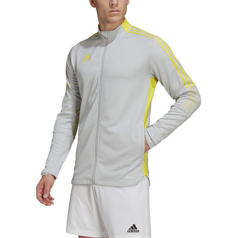 adidas Men's Tiro 21 Track Jacket, Team Light Grey/Bright Yellow