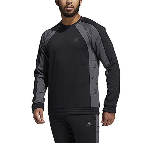 Adidas Mens Hrd Crew Graphic Sweatshirt, Black