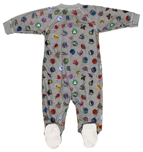 Outerstuff NBA All Teams Logo Newborn 0-9m Raglan Zip Up Coverall - Grey