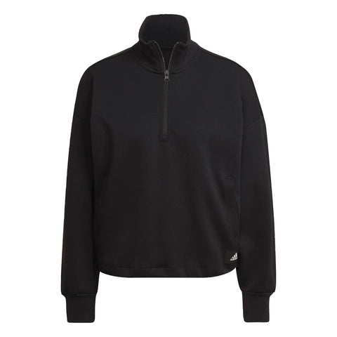 Adidas Womens W Fi 3B Qz Pullover Sweater, Black