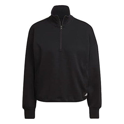 Adidas Womens W Fi 3B Qz Pullover Sweater, Black