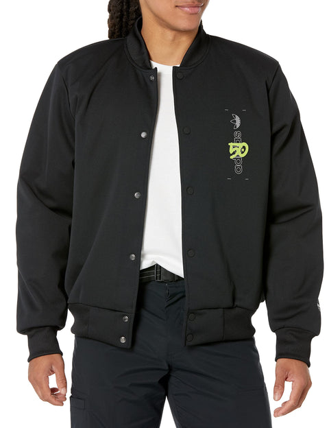 adidas Originals Men's Graphics Behind the Trefoil Vrct Jacket Black/Solar Yellow