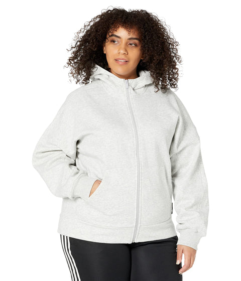 adidas womens Studio Lounge Fleece Hooded Fullzip Light Grey Heather