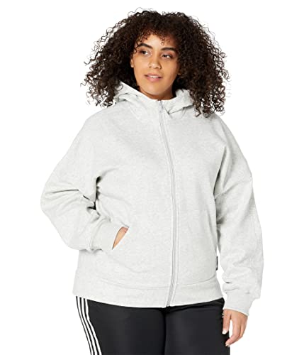 adidas womens Studio Lounge Fleece Hooded Fullzip Light Grey Heather