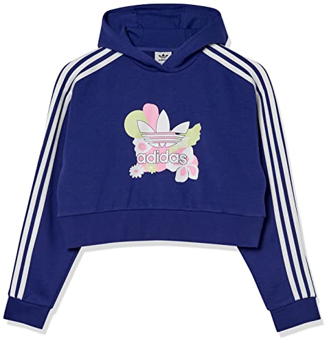 adidas Originals girls Flower Printed Cropped Hoodie Legacy Indigo