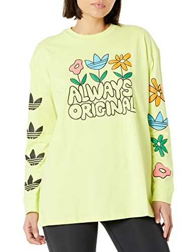 adidas Originals womens Always Original Graphic Long-sleeve T Shirt, Pulse Yellow