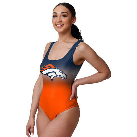 FOCO NFL Denver Broncos Gametime Gradient One Piece Bathing Suit - Womens