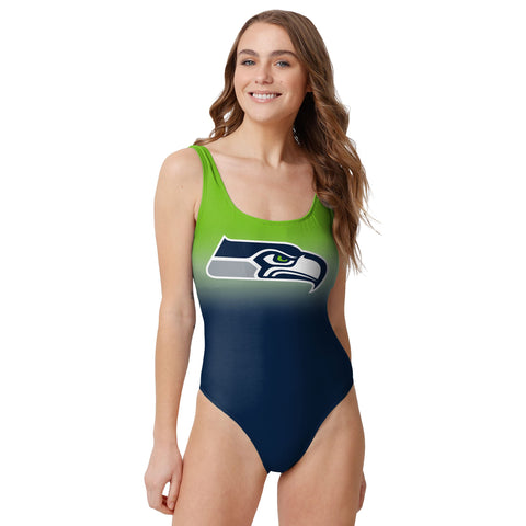 FOCO NFL Seattle Seahawks Gametime Gradient One Piece Bathing Suit - Womens