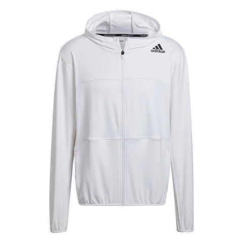 adidas mens Training All Oversize Printed Hooded Jacket White
