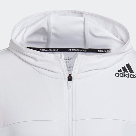 adidas mens Training All Oversize Printed Hooded Jacket White
