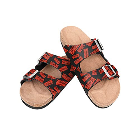 FOCO NFL Cleveland Browns SMU Womens Mini Print Double Buckle Sandal