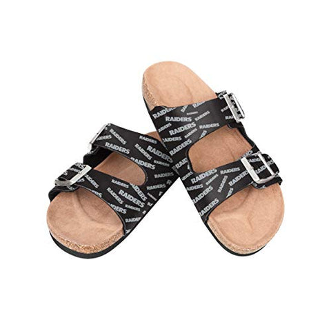 FOCO NFL Las Vegas Raiders SMU Womens Mini Print Double Buckle Sandal