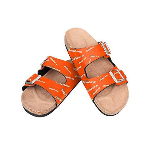 FOCO NFL Miami Dolphins SMU Womens Mini Print Double Buckle Sandal