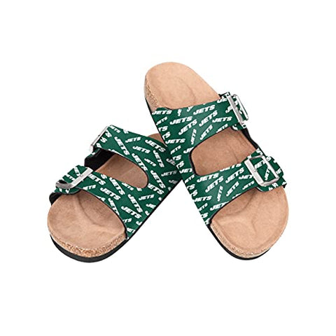 FOCO NFL New York Jets SMU Womens Mini Print Double Buckle Sandal