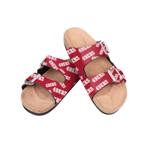 FOCO NFL San Francisco 49ers SMU Womens Mini Print Double Buckle Sandal