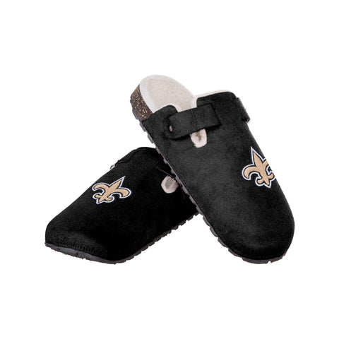 FOCO New Orleans Saints NFL Womens Fur Buckle Clog Slippers - Team Color