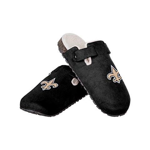 FOCO New Orleans Saints NFL Womens Fur Buckle Clog Slippers - Team Color