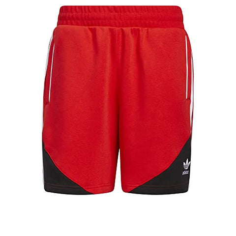 adidas Originals Mens Superstar 3 Stripes Sport Fleece Shorts, Vivid Red/Black