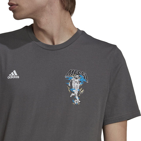Adidas Mens M Messi G T Short Sleeve Football Graphic Tee
