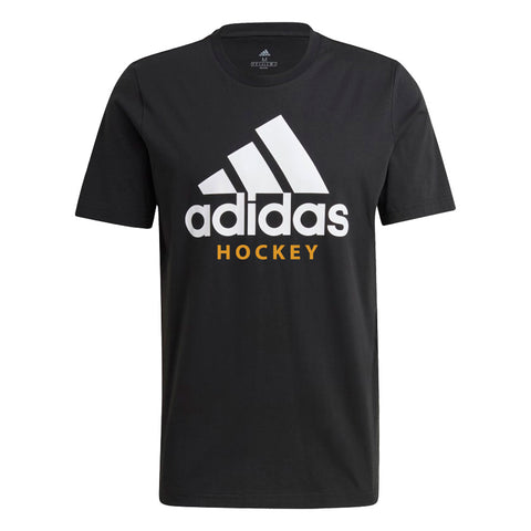 Adidas Mens Essentials M Logo Hockey Graphic Tee, Black And White