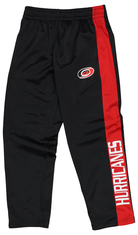 Outerstuff NHL Youth Boys Side Stripe Slim Fit Performance Pant, Carolina Hurricanes