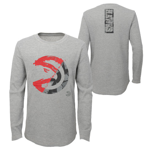 Outerstuff NBA Boys Atlanta Hawks Black Out Long Sleeve Waffle Knit