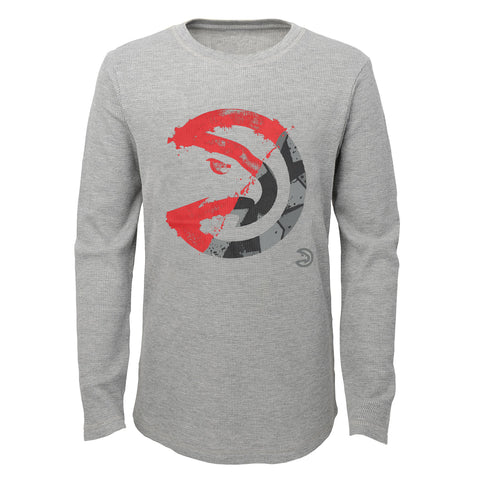 Outerstuff NBA Boys Atlanta Hawks Black Out Long Sleeve Waffle Knit
