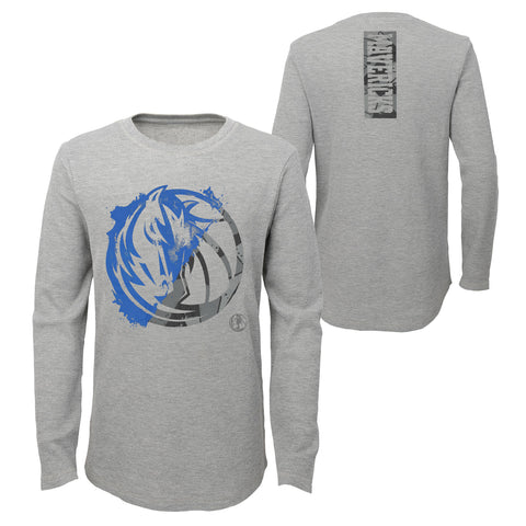 Outerstuff NBA Boys Dallas Mavericks Black Out Long Sleeve Waffle Knit