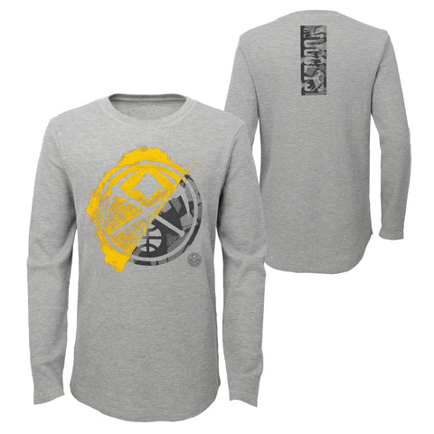 Outerstuff NBA Boys Denver Nuggets Black Out Long Sleeve Waffle Knit
