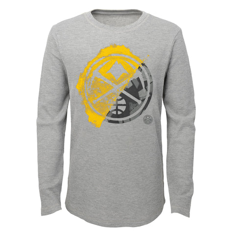 Outerstuff NBA Boys Denver Nuggets Black Out Long Sleeve Waffle Knit