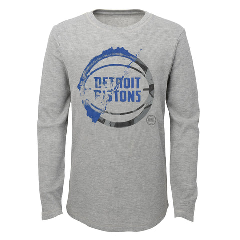 Outerstuff NBA Boys Detroit Pistons Black Out Long Sleeve Waffle Knit