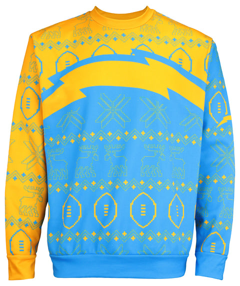 FOCO Men's NFL Printed Primary Logo Lightweight Holiday Sweater, Los Angeles Chargers