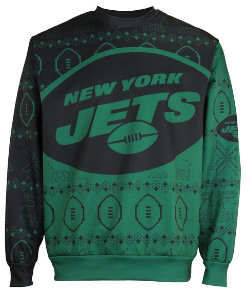 FOCO Men's NFL Printed Primary Logo Lightweight Holiday Sweater, New York Jets