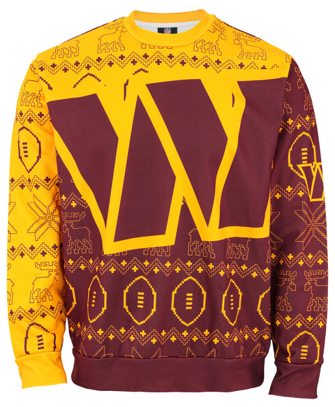FOCO Men's NFL Printed Primary Logo Lightweight Holiday Sweater, Washington Commanders