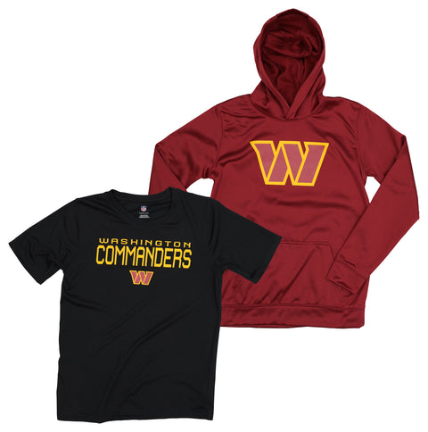 Outerstuff NFL Youth Boys Team Color Performance Hoodie and Tee Combo Set, Washington Commanders