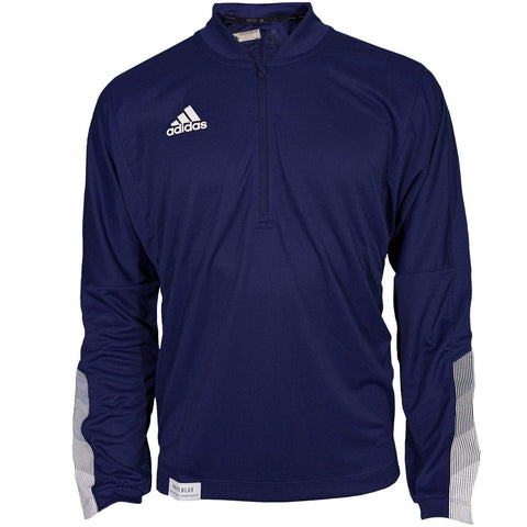 adidas mens Sideline 21 Long Sleeve Quarter Zip Knit Casual Coat, Team Navy Blue-white