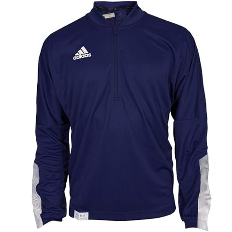 adidas mens Sideline 21 Long Sleeve Quarter Zip Knit Casual Coat, Team Navy Blue-white