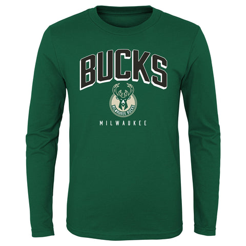 Outerstuff NBA Boys Milwaukee Bucks Replen Long Sleeve Dunked Tee