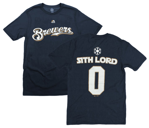 Milwaukee Brewers MLB Big Boys Youth Star Wars Sith Lord #0 T-Shirt, Navy