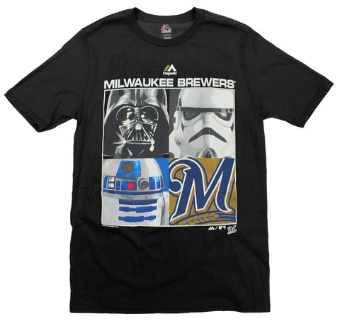 Milwaukee Brewers MLB Big Boys Youth Star Wars Main Character T-Shirt, Black