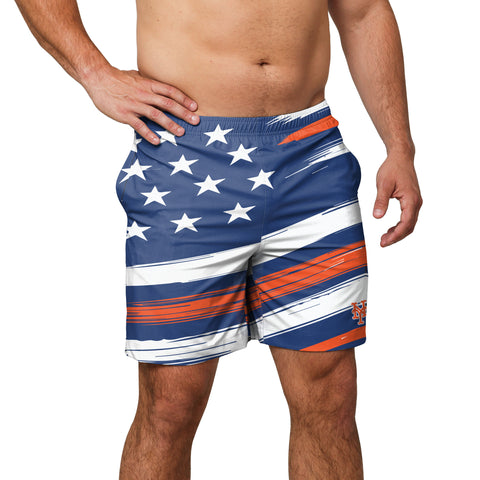 FOCO MLB New York Mets Americana Traditional Swim Trunks - Mens