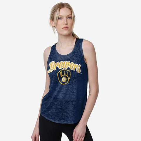 FOCO MLB Milwaukee Brewers Burn Out Sleeveless Top - Womens