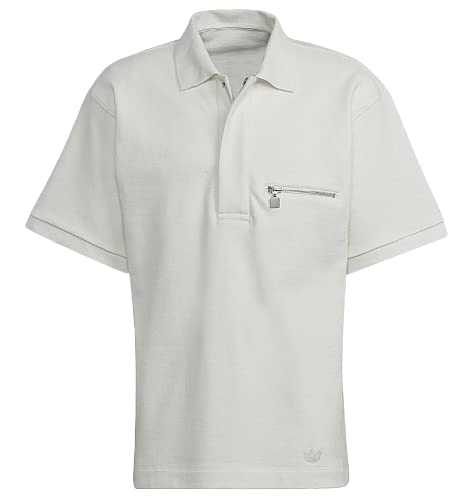adidas Originals Men's Blue Version TIE-Break Polo Shirt, Chalk White